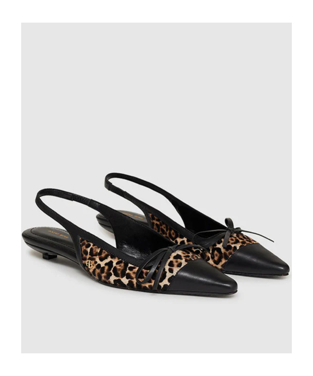 Anine Bing Zoey Slingback Heels Leopard In Black
