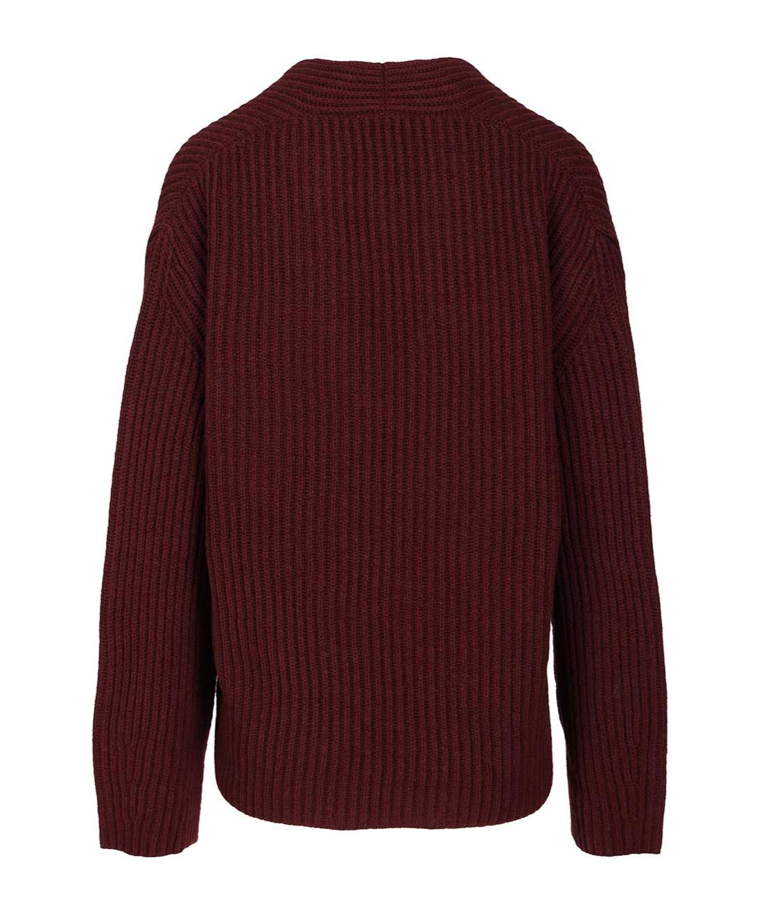 Forte Forte Long-sleeved V-neck Sweater In Burgundy