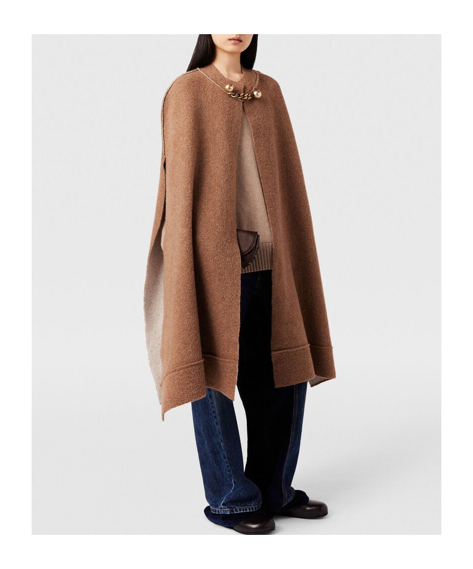 Stella Mccartney Bauble-clasp Bouclé Cape In Brown