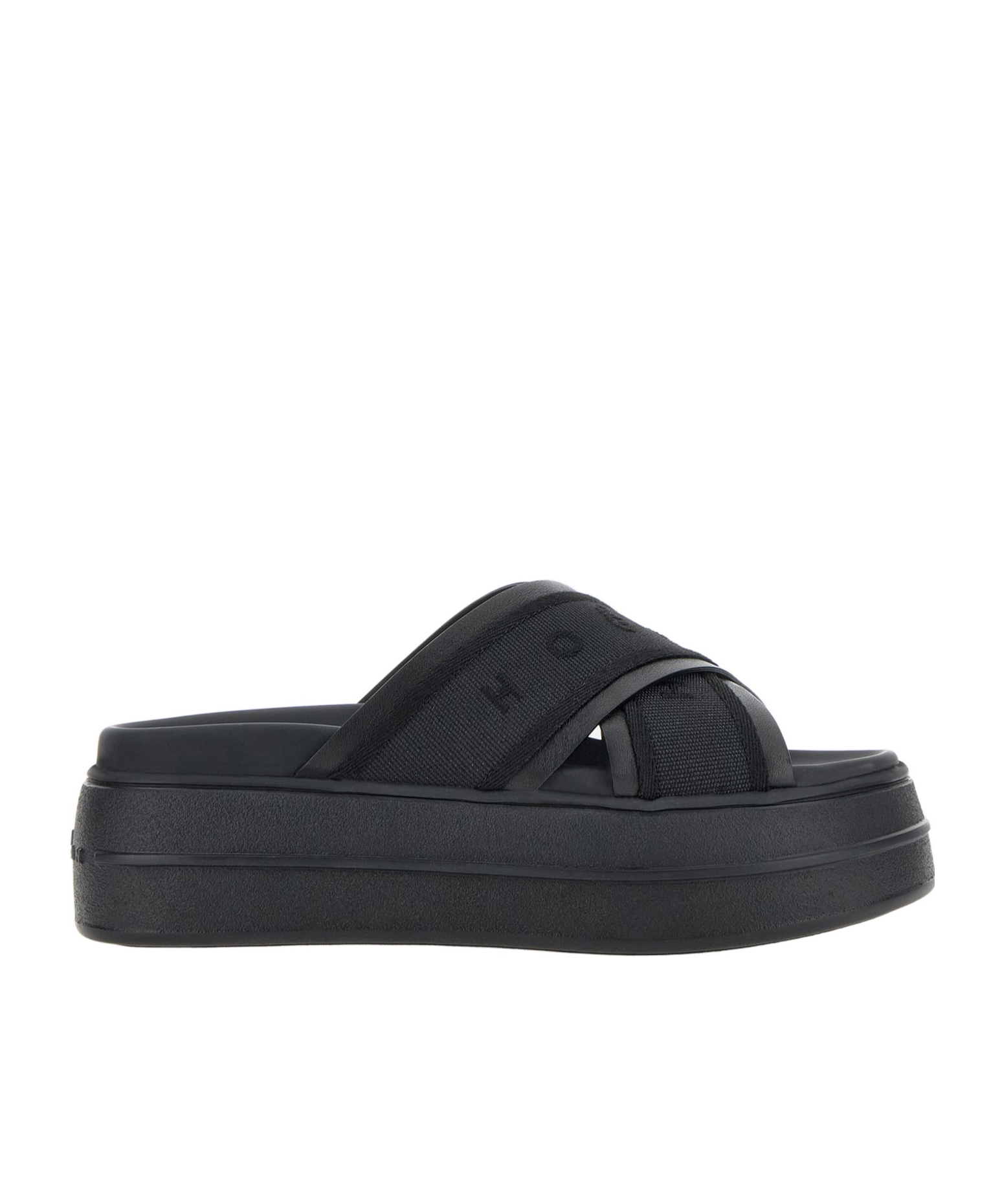 Hogan Cross Strap Platform Sandals In Black