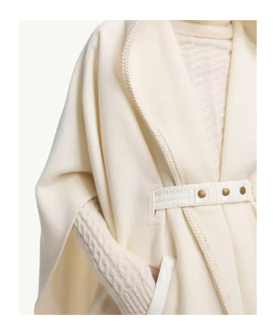 Moncler Belted Wool Cape In White