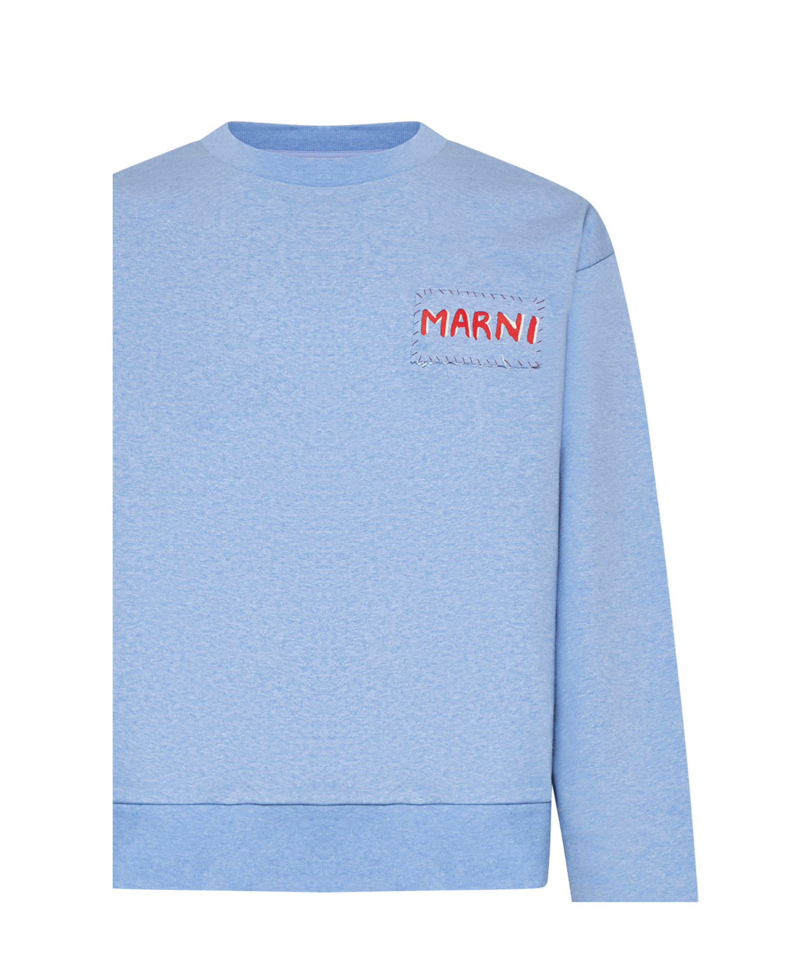 Marni Logo Printed Crewneck Sweatshirt In Blue