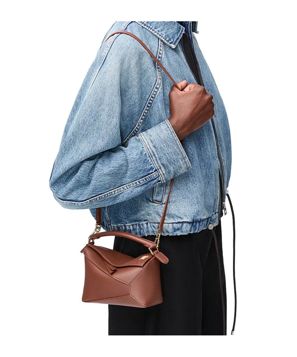 Loewe X Suna Fujita - Hamster Puzzle Edge Classic Calf Leather Mini Bag In Brown