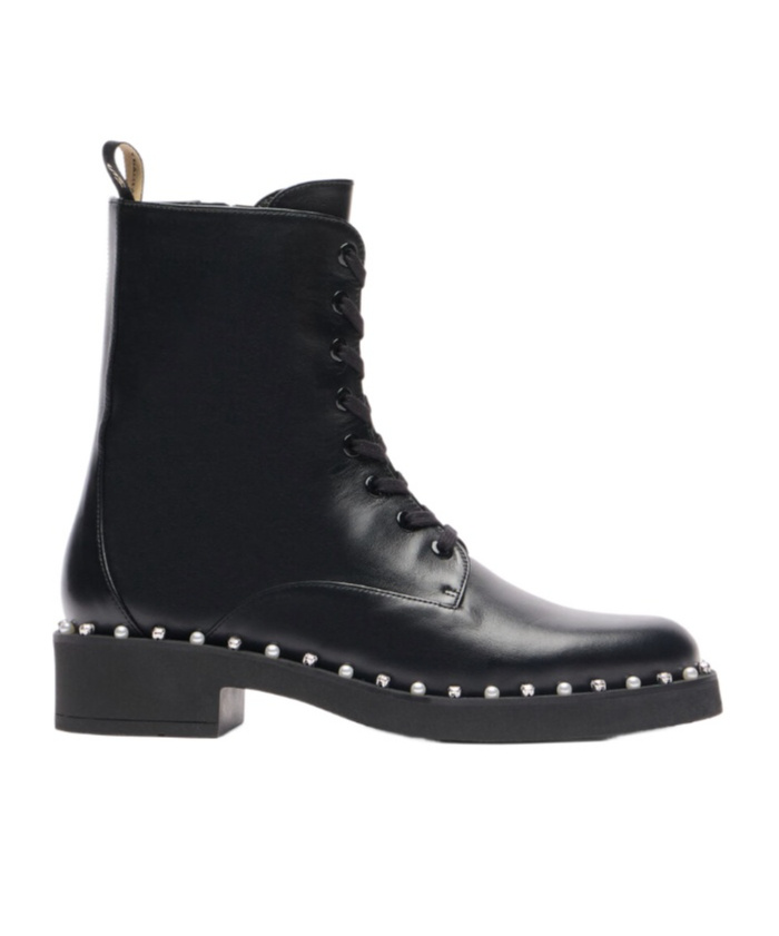 Shop Stuart Weitzman Lacing Short Boots In Black