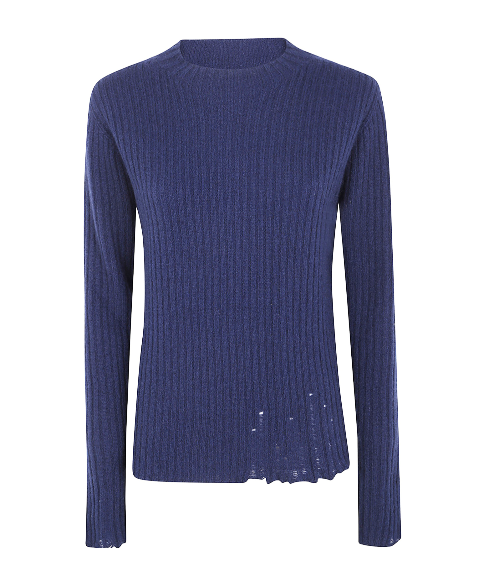 Uma Wang Ribbed Frayed Sweater In Blue