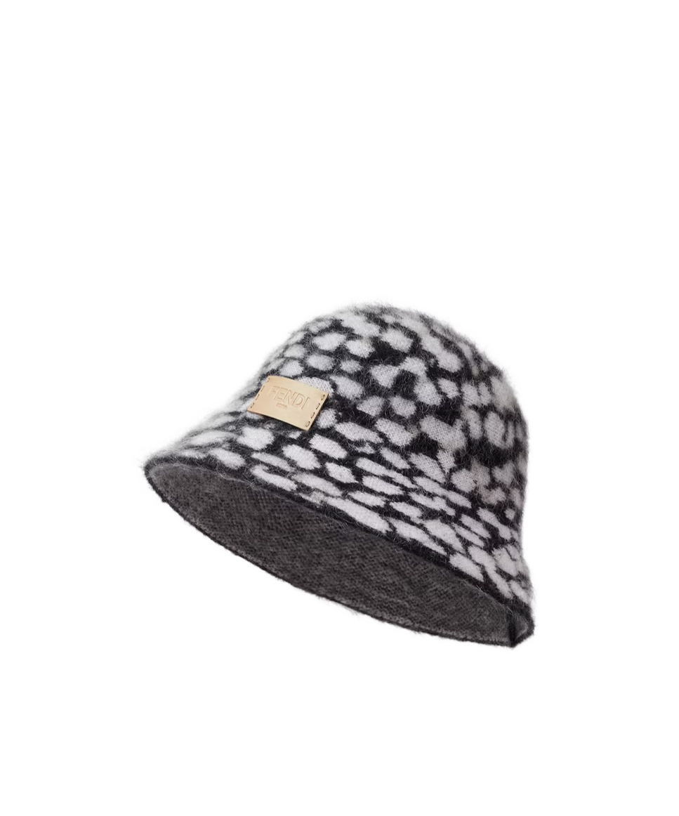 Fendi Black And White Wool And Mohair Cloche In Multi