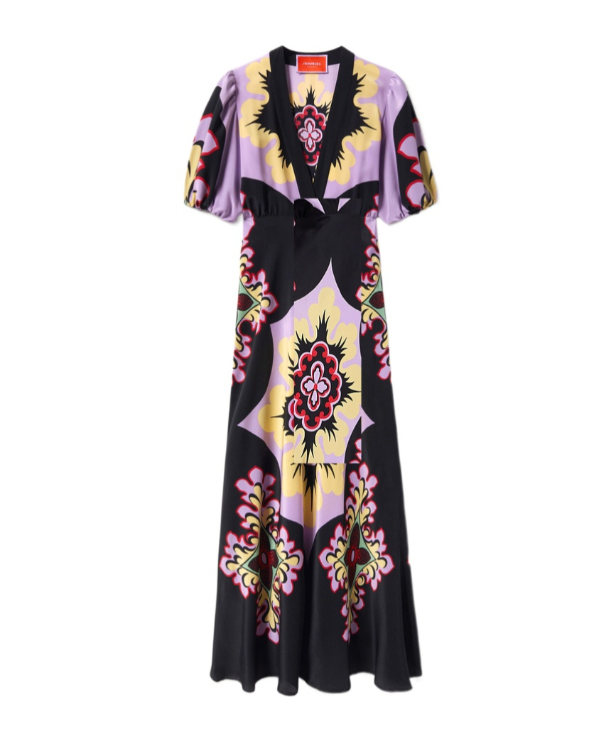 La Doublej Marlene Printed Silk-crepe Maxi Dress In Multi