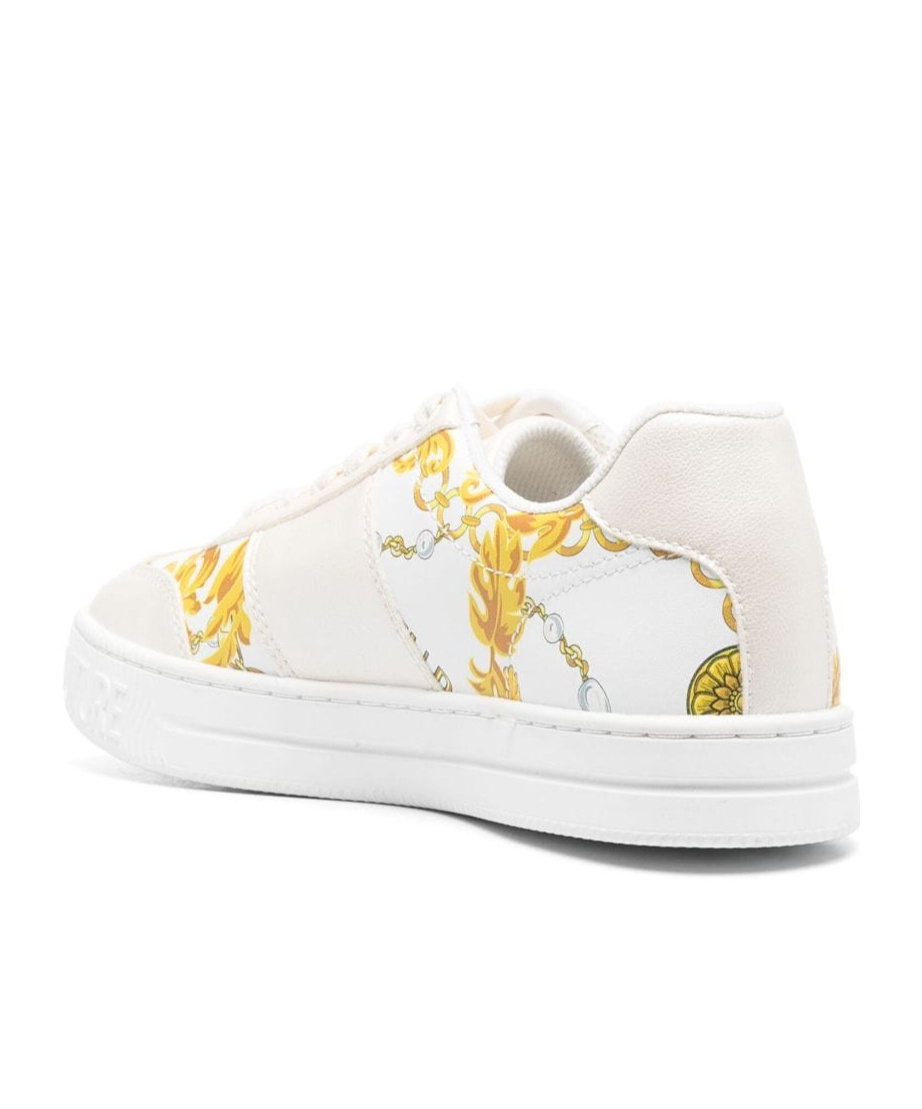 Versace Jeans Logo-patch Round-toe Sneakers In White