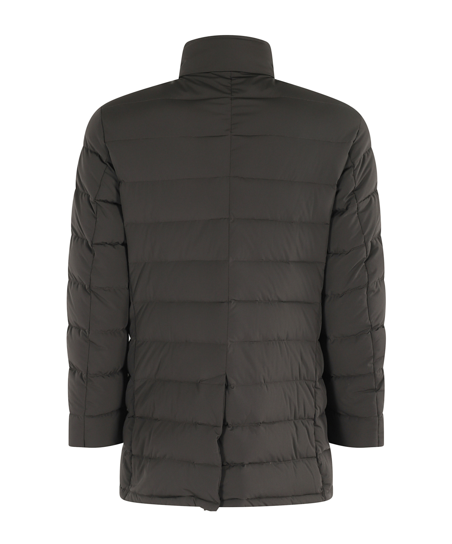 Moorer Long-sleeved Stand-collar Cotton Coat In Brown