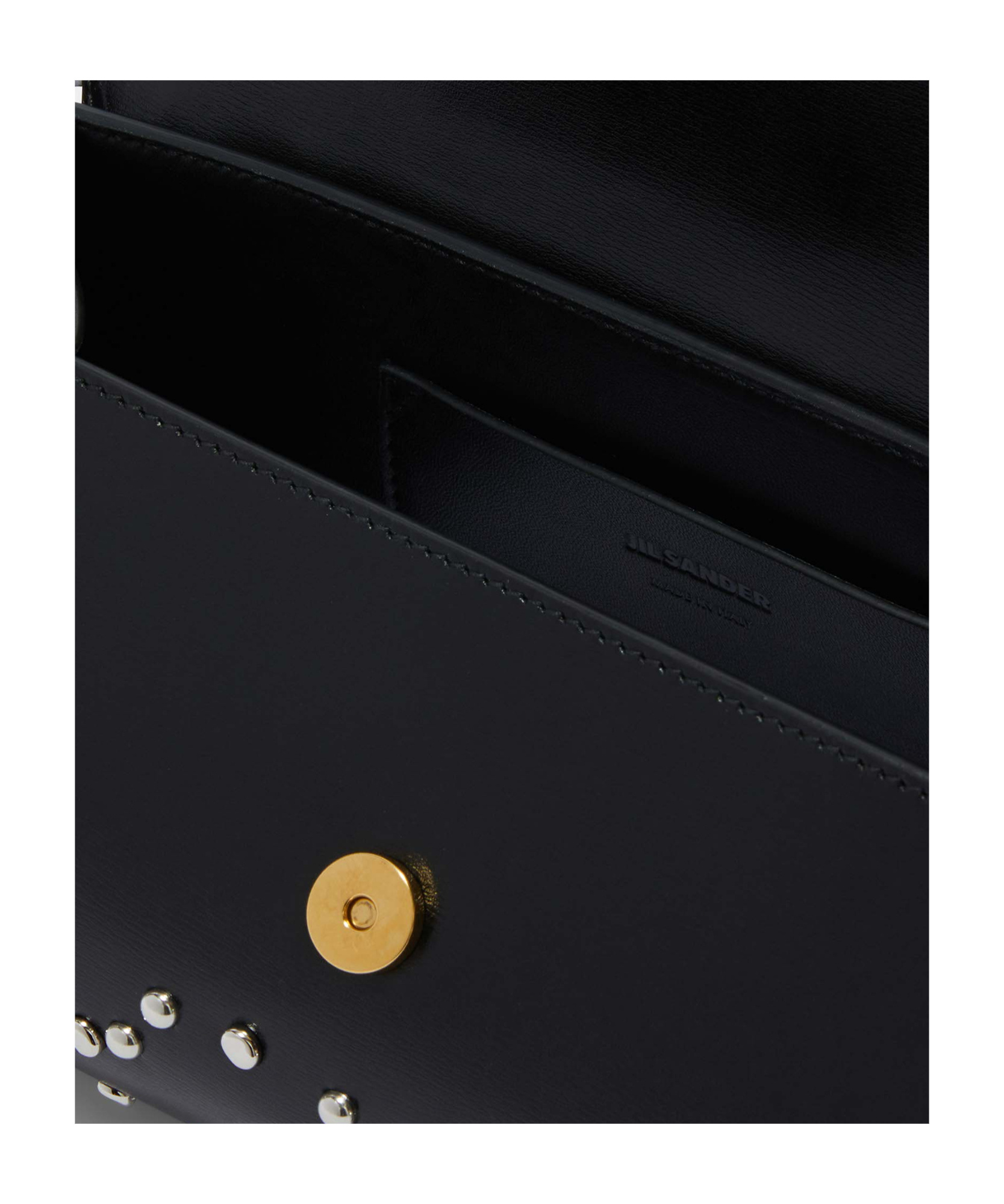 Jil Sander Small Cannolo Studded Shoulder Bag In Black