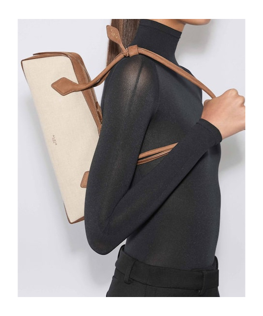 Alaïa Le Teckel Medium Bag In Canvas And Nubuck