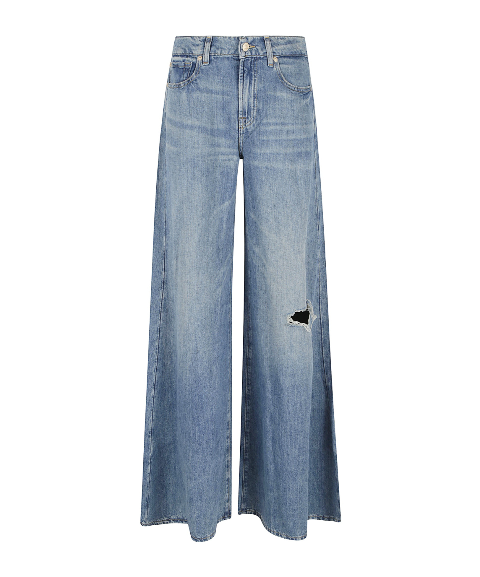 7 For All Mankind Wide-leg Light Wash Denim Jeans
