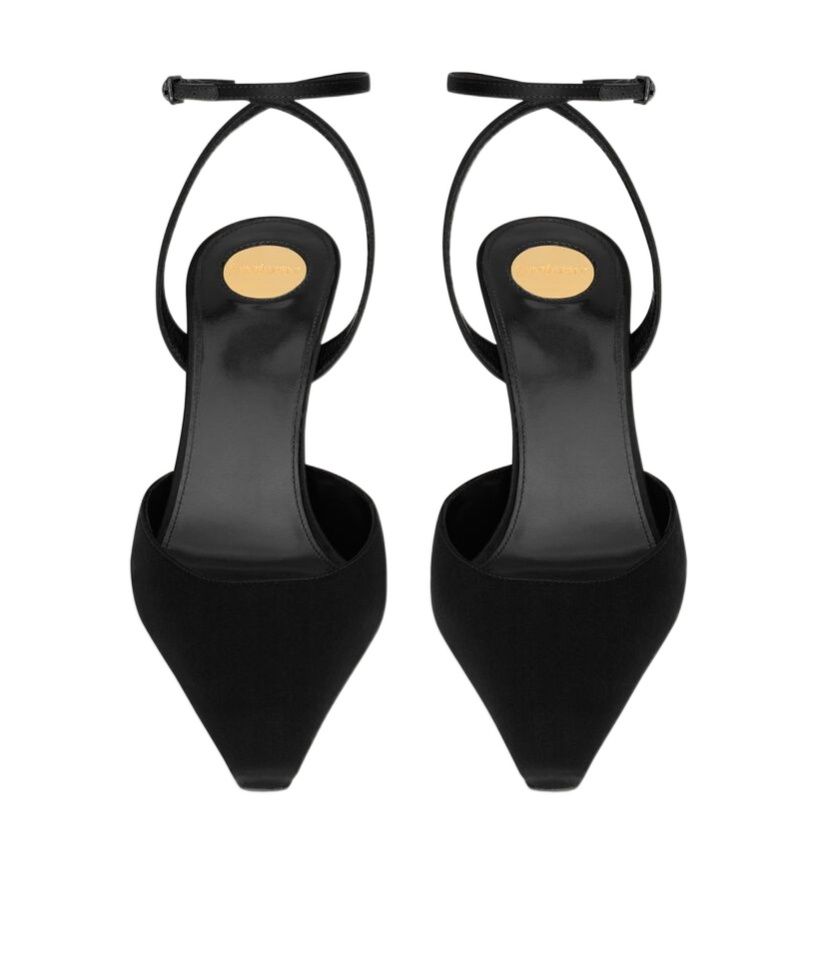 Saint Laurent Aimée Slingback Pumps In Satin Crepe In Black