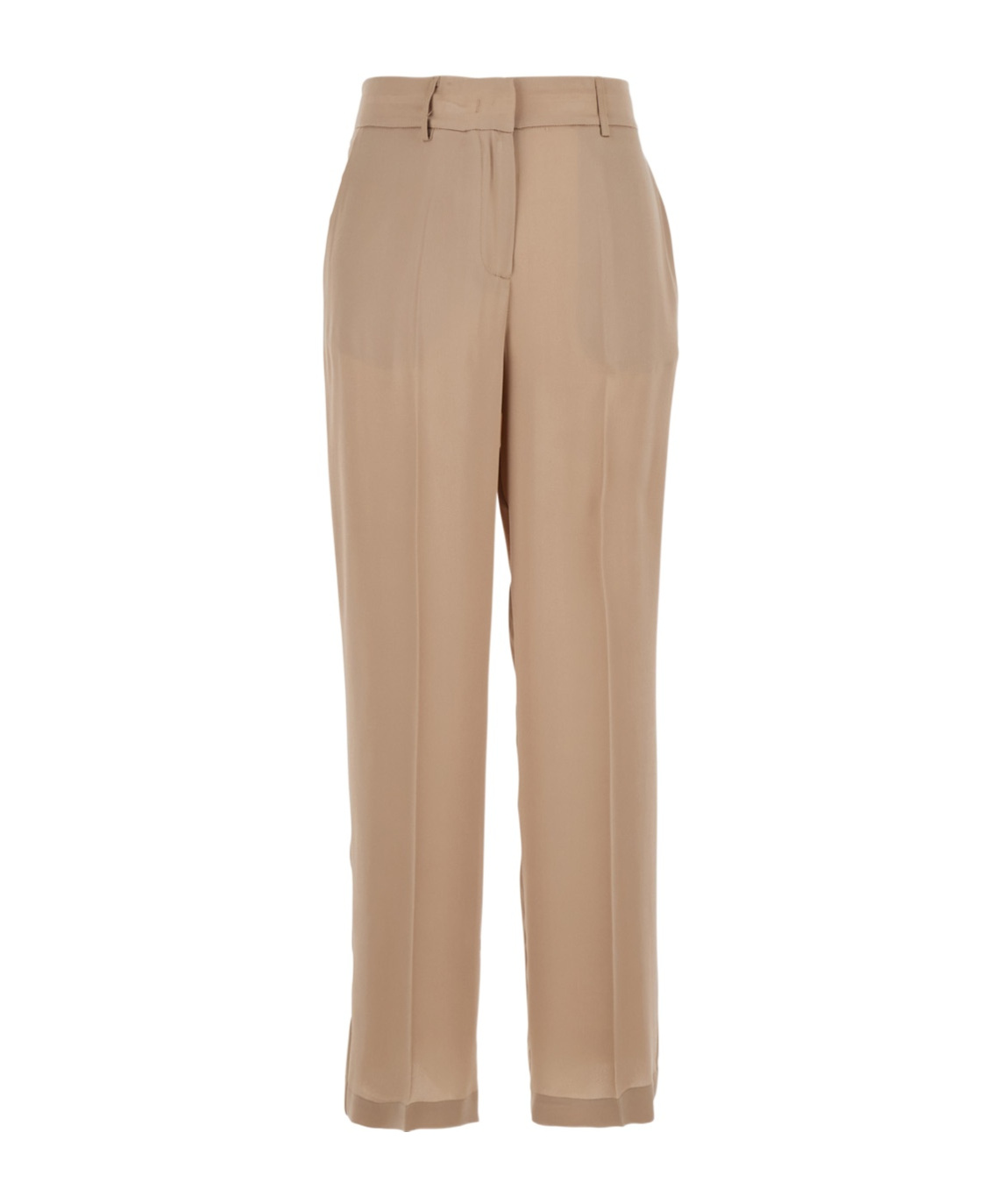 Shop Semicouture Semi Couture Satin Finish Trousers In Nude
