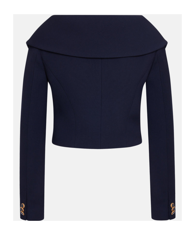 Alessandra Rich Off-shoulder Wool Cardigan In Black