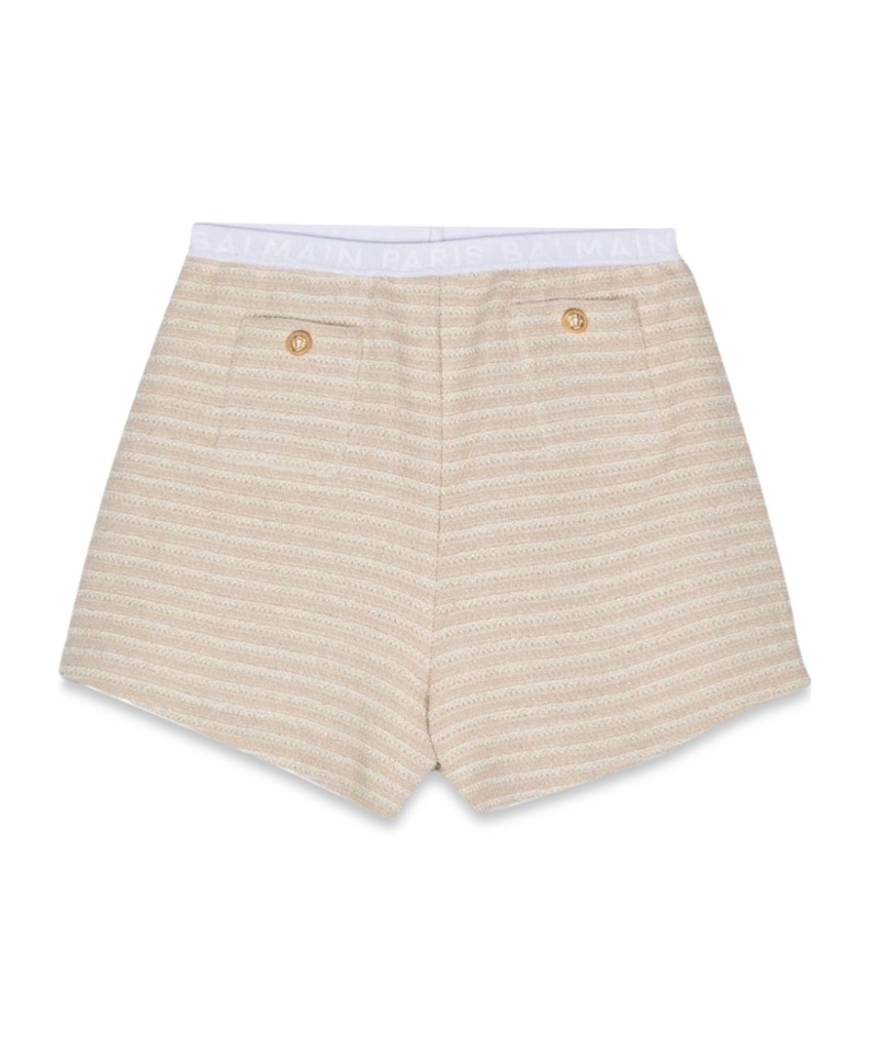 Balmain Elastic Waist Shorts In Nude