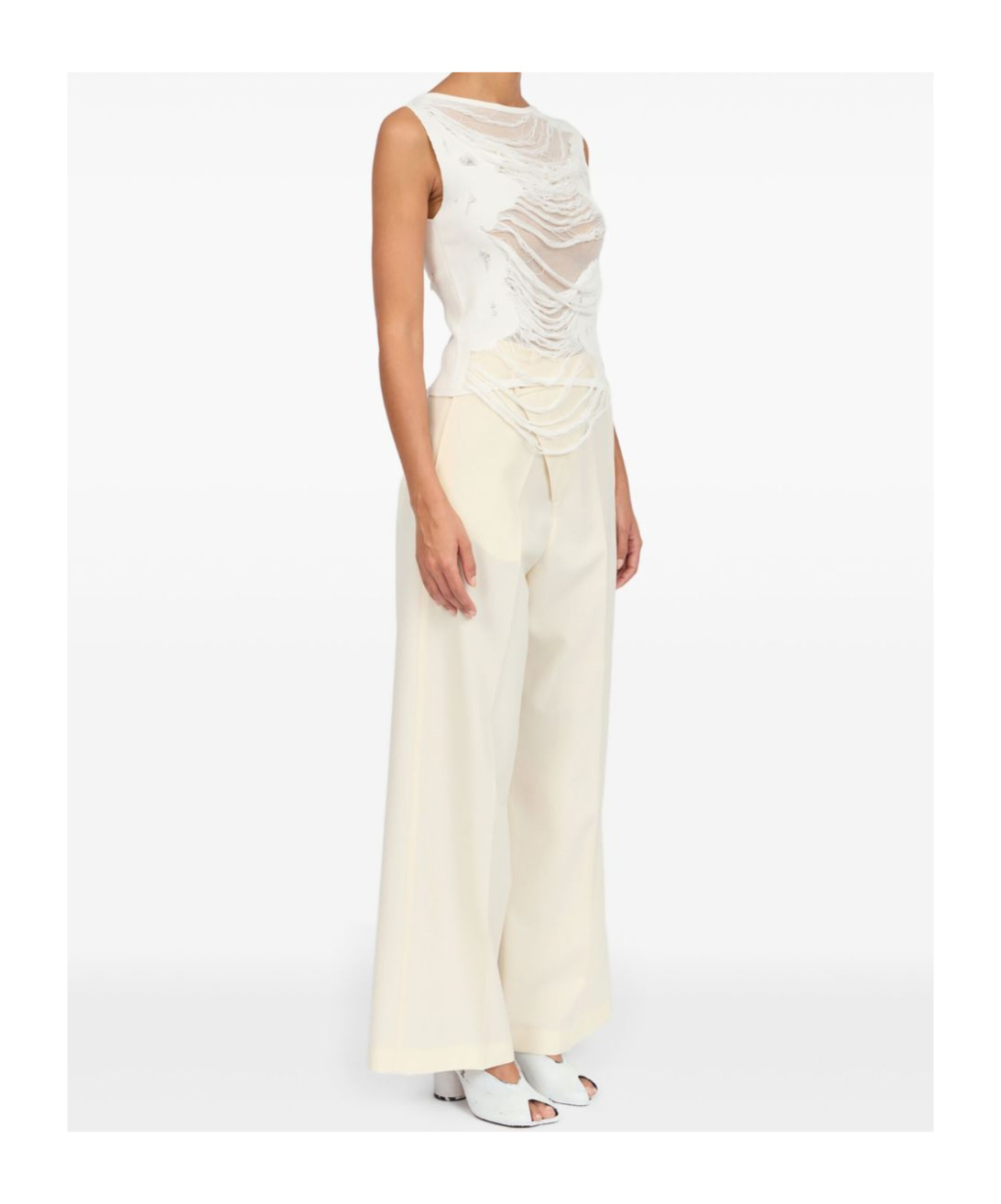 Mm6 Maison Margiela Mm6 By Maison Margiela Layered Distressed Fabric Sleeveless Top In White
