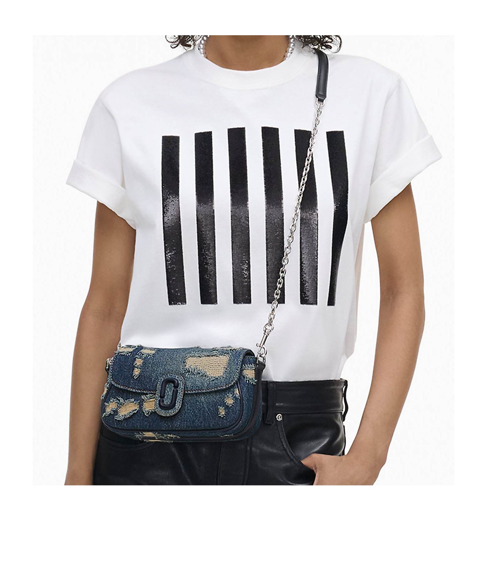 Marc Jacobs The Denim Clover Rip And Repair Shoulder Bag In Multicolor