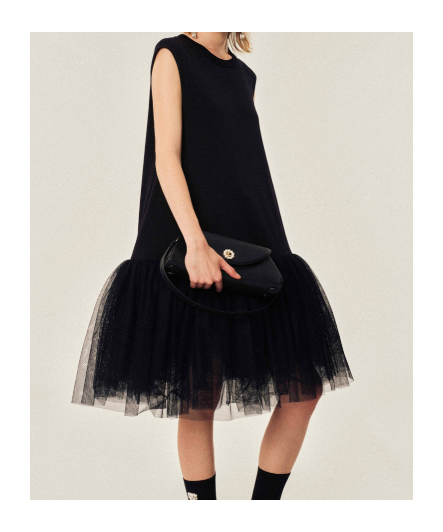 Simone Rocha Black Relaxed Ballet Tutu Midi Dress In Multi