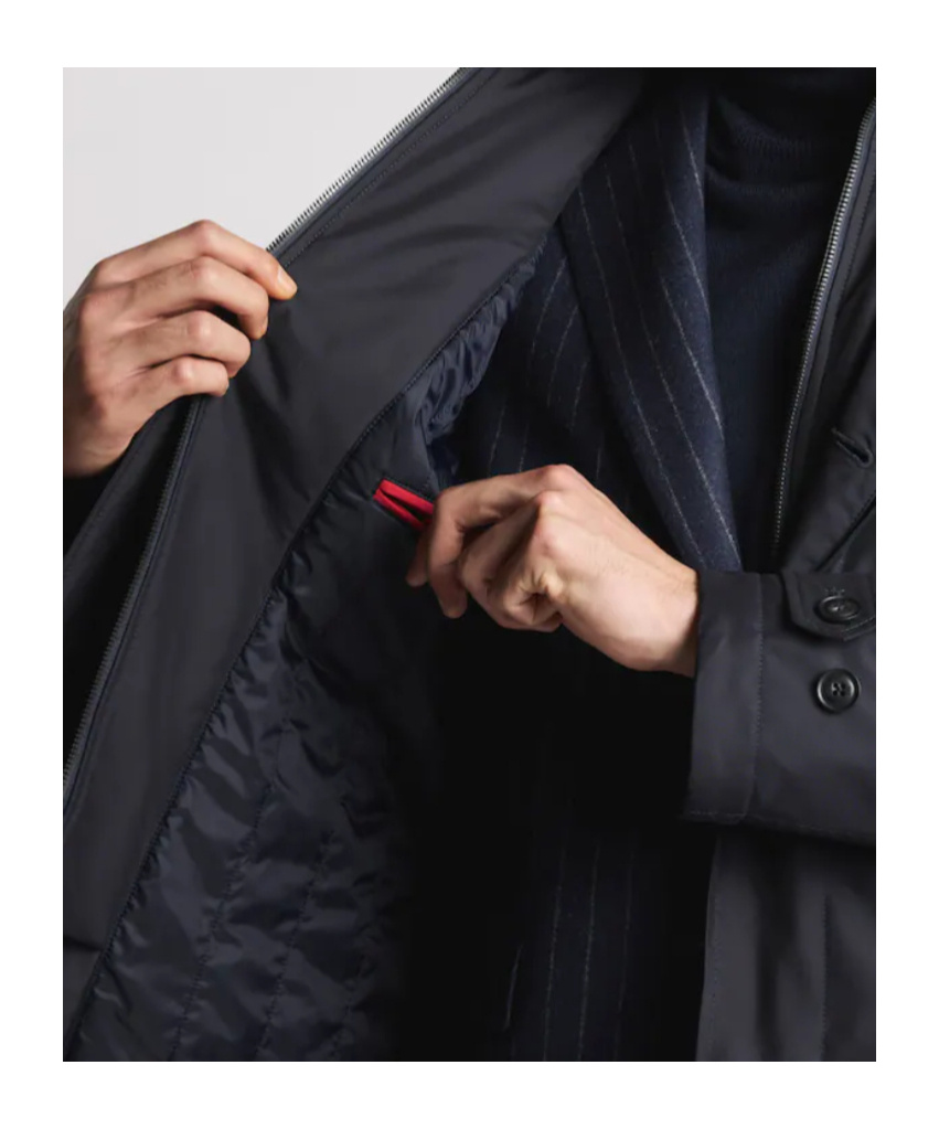 Fay Double-front Morning Coat With Padded Interior In Black
