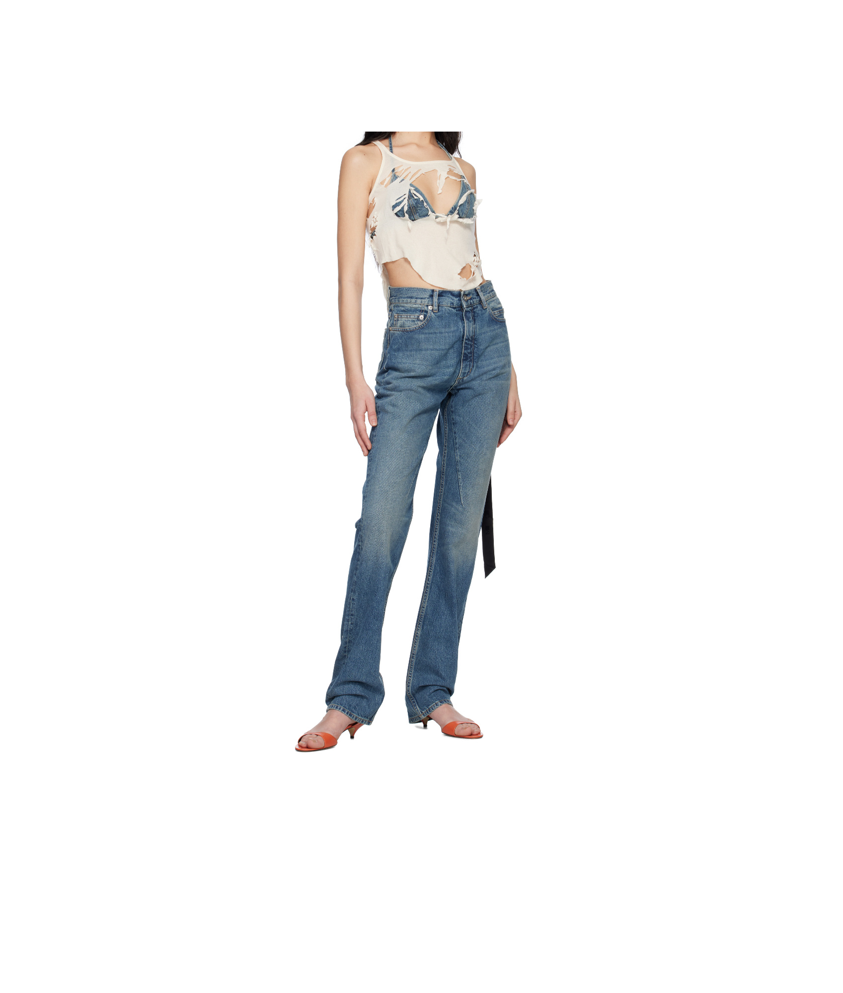 Rick Owens Drkshdw Blue Hollywood Granbury Jeans In Washed Indigo