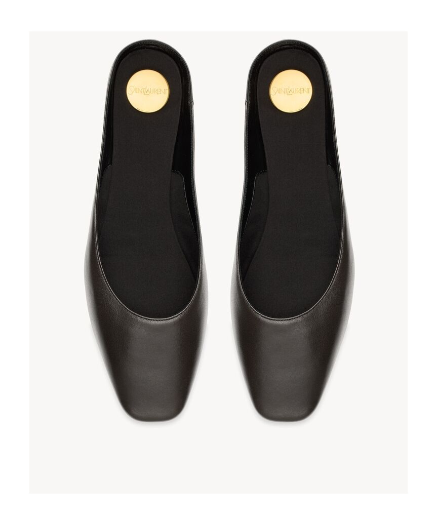 Saint Laurent Lido Slip-ons In Smooth Leather In Eagle Palm