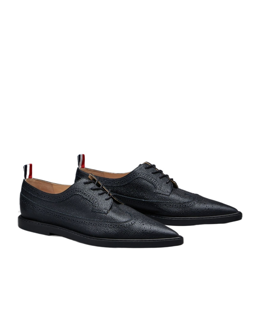 Thom Browne Pointed -toe Leather Brogues In Black