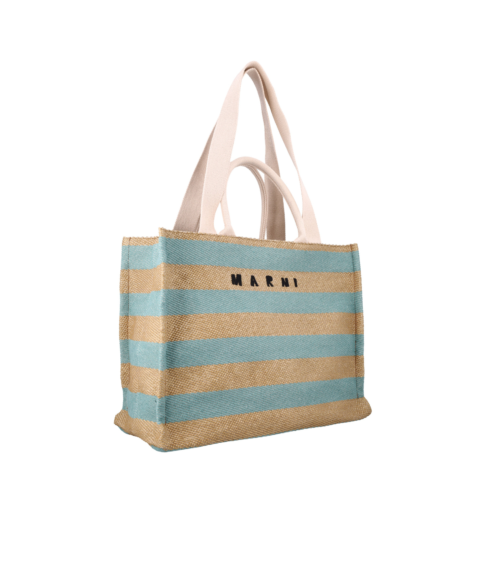 Marni Striped Dual Handle Tote Bag In Nude