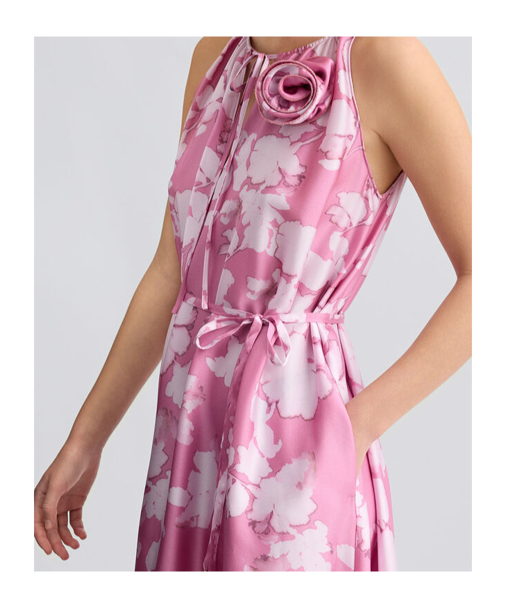Liu •jo Printed Satin Dress In Pink