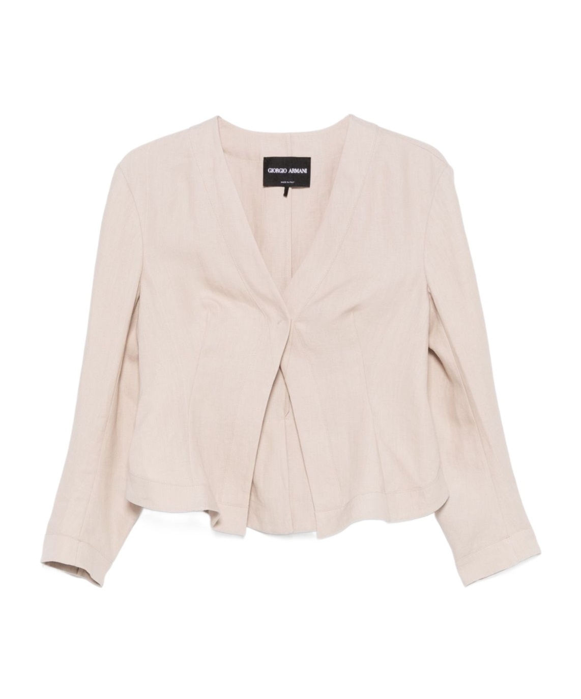 Giorgio Armani Cropped Sand Beige Jacket With Concealed Fastening And Rear Vent In Sand Beige