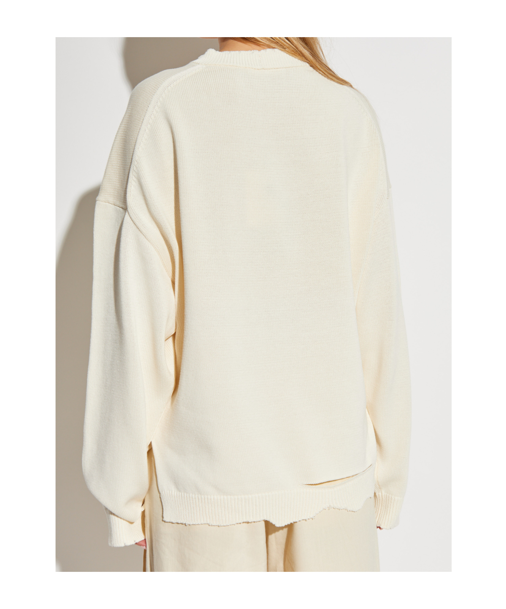 Helmut Lang Pullover Aus Einer Baumwollmischung In Distressed-optik In Metallic