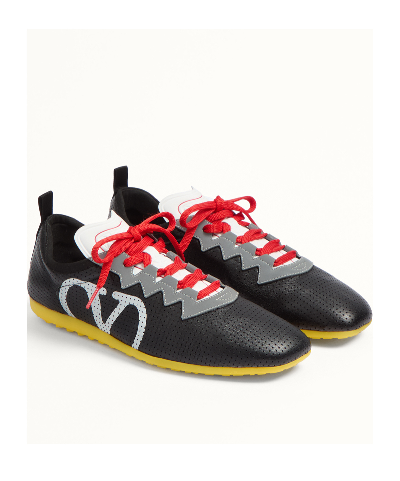 Valentino Garavani Black Sneakers With Asymmetric Toe And Vlogo Detail On The Side In Tech Fabric Ma In Black