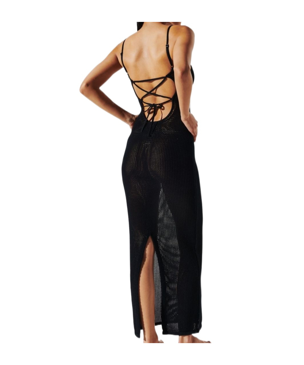 Karl Lagerfeld Crochet-knit Maxidress In Black