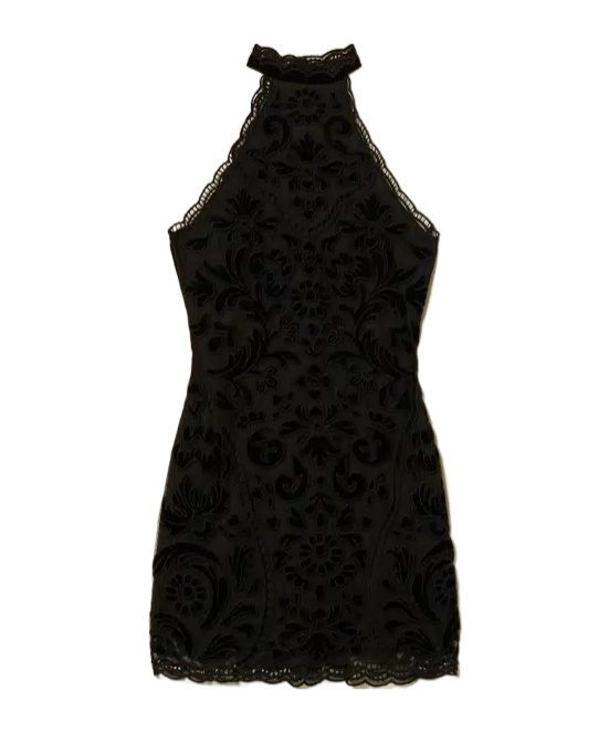 Twinset Short Embroidered Chiffon Dress In Black