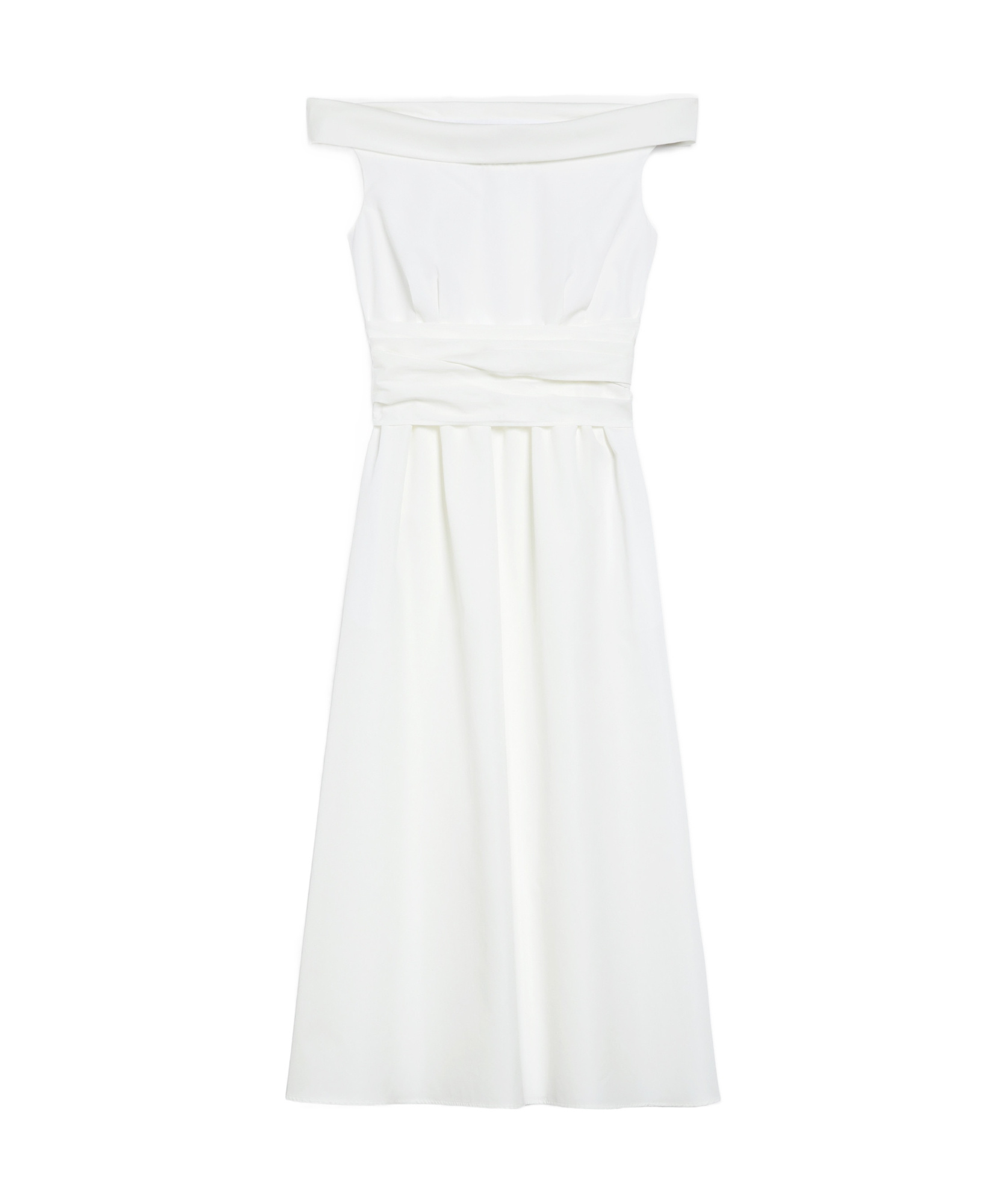 Weekend Max Mara Off-the-shoulder Poplin Dress In White