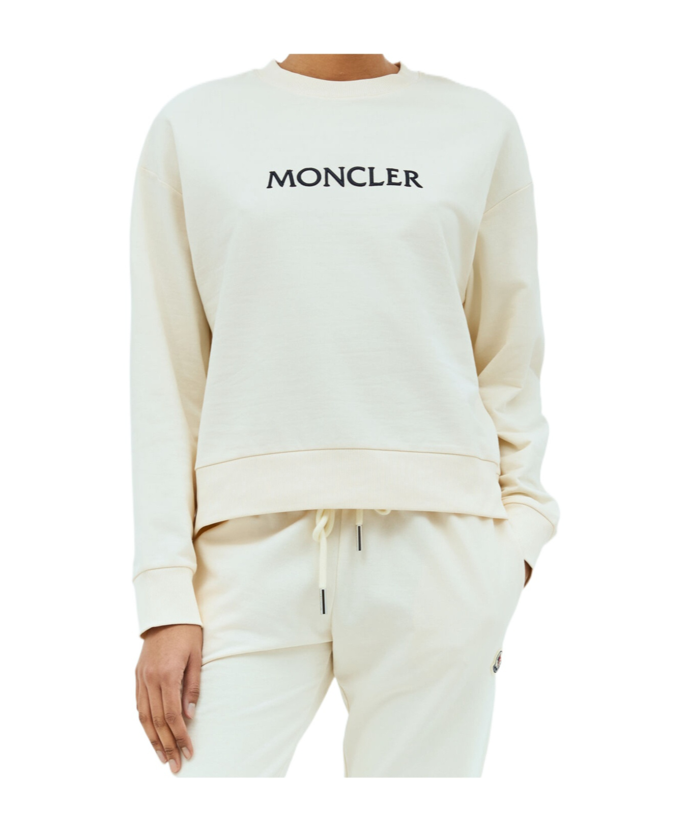MONCLER EMBROIDERED TONAL LOGO COTTON SWEATSHIRT
