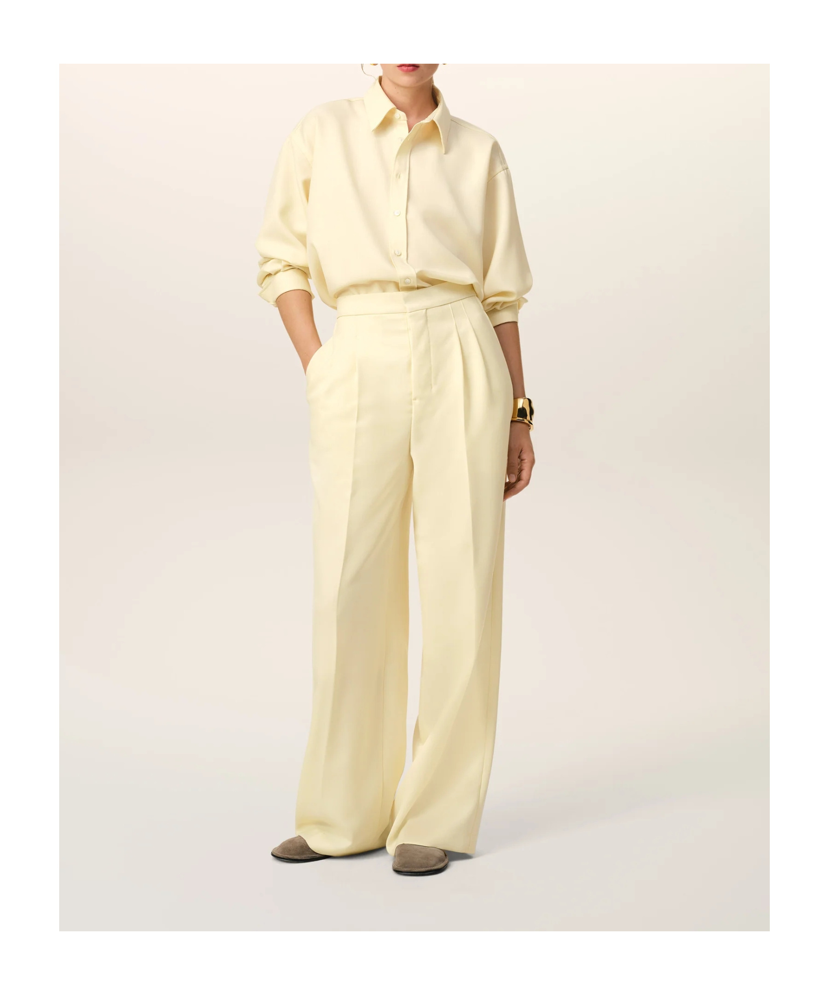 Ami Alexandre Mattiussi Ami Wide-leg Tailored Trousers In Neutral