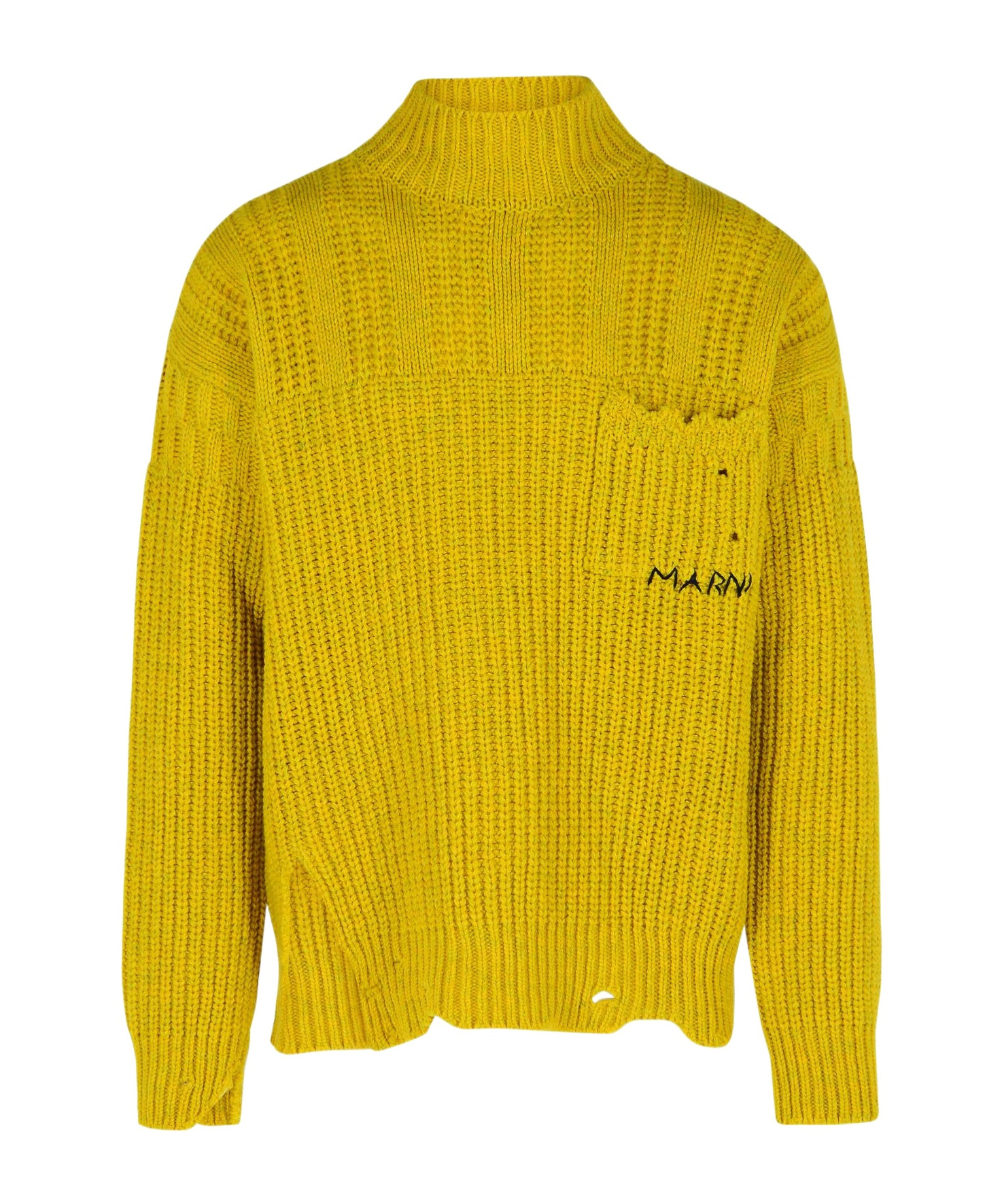 Marni Mustard Virgin Wool Turtleneck Sweater In Yellow