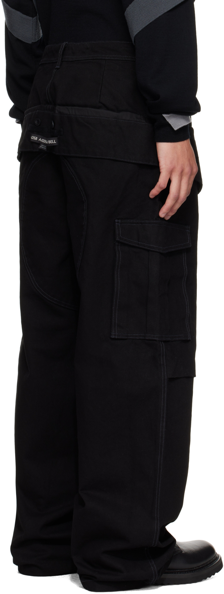Andersson Bell Double-waisted Cargo Wide-leg Jeans In Black