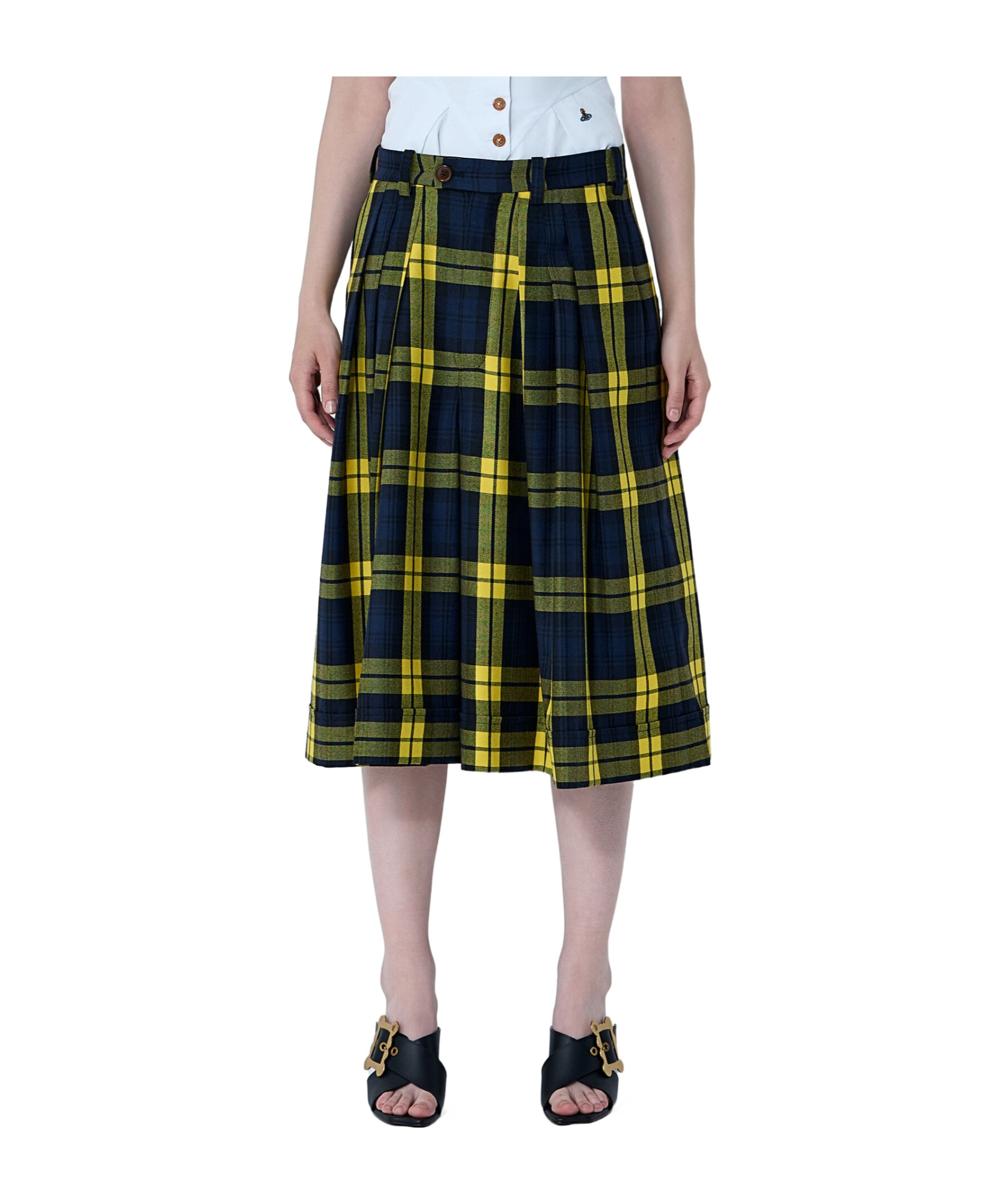 Vivienne Westwood Checked Pleated Midi Skirt In Green