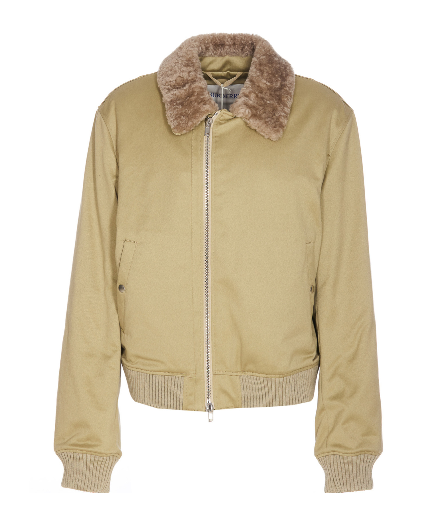 Burberry Bomber-style Coat With Plush Collar In Nude