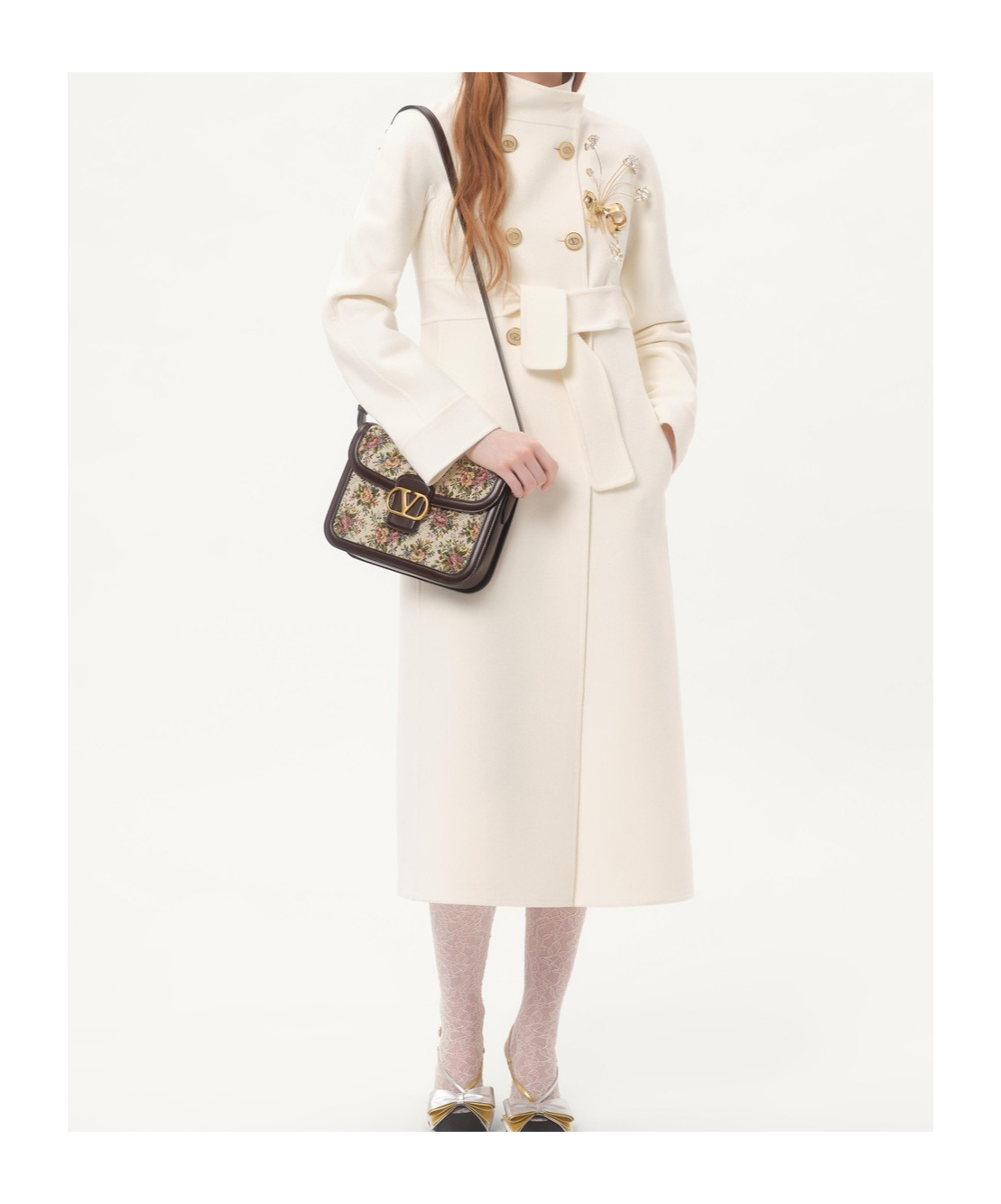 Valentino Garavani Embroidered Jacquard 9to5 Crossbody Bag In Nude