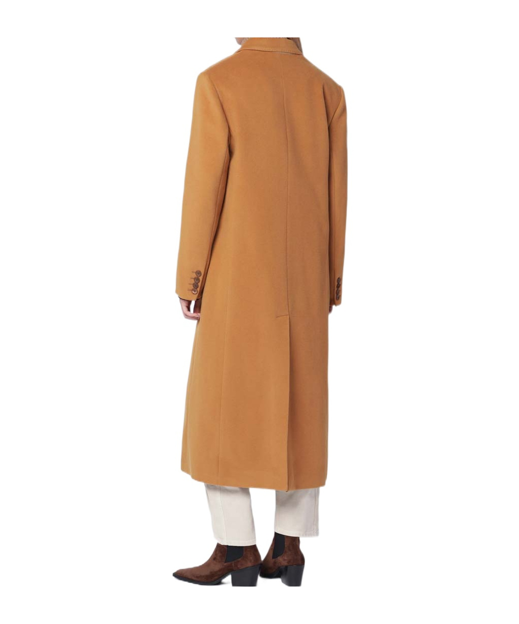 Isabel Marant Long Wool Blend Coat With Notched Lapels In Gold
