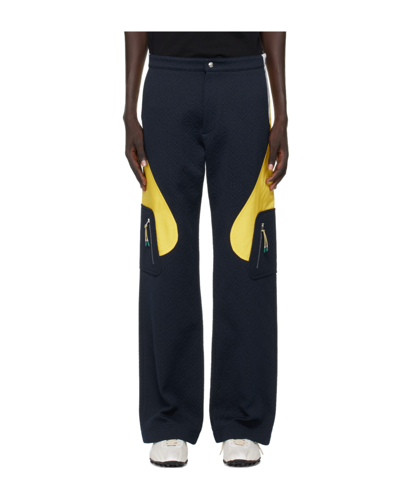 Casablanca Textured Panelled Trousers In Blue