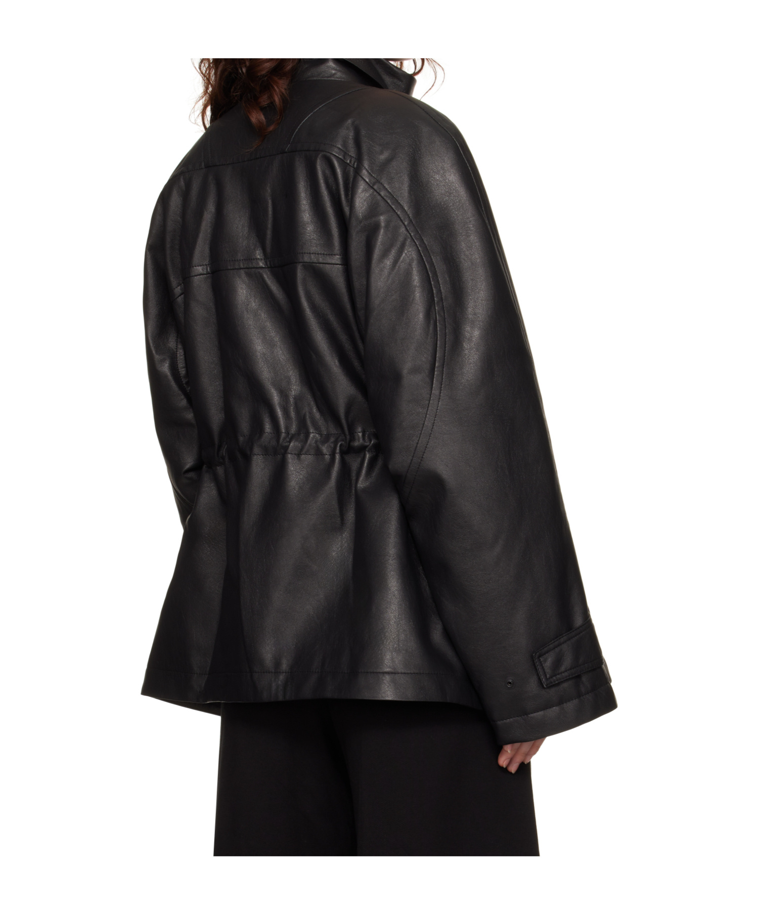 Juunj Black Utility Safari Faux-leather Jacket In Black