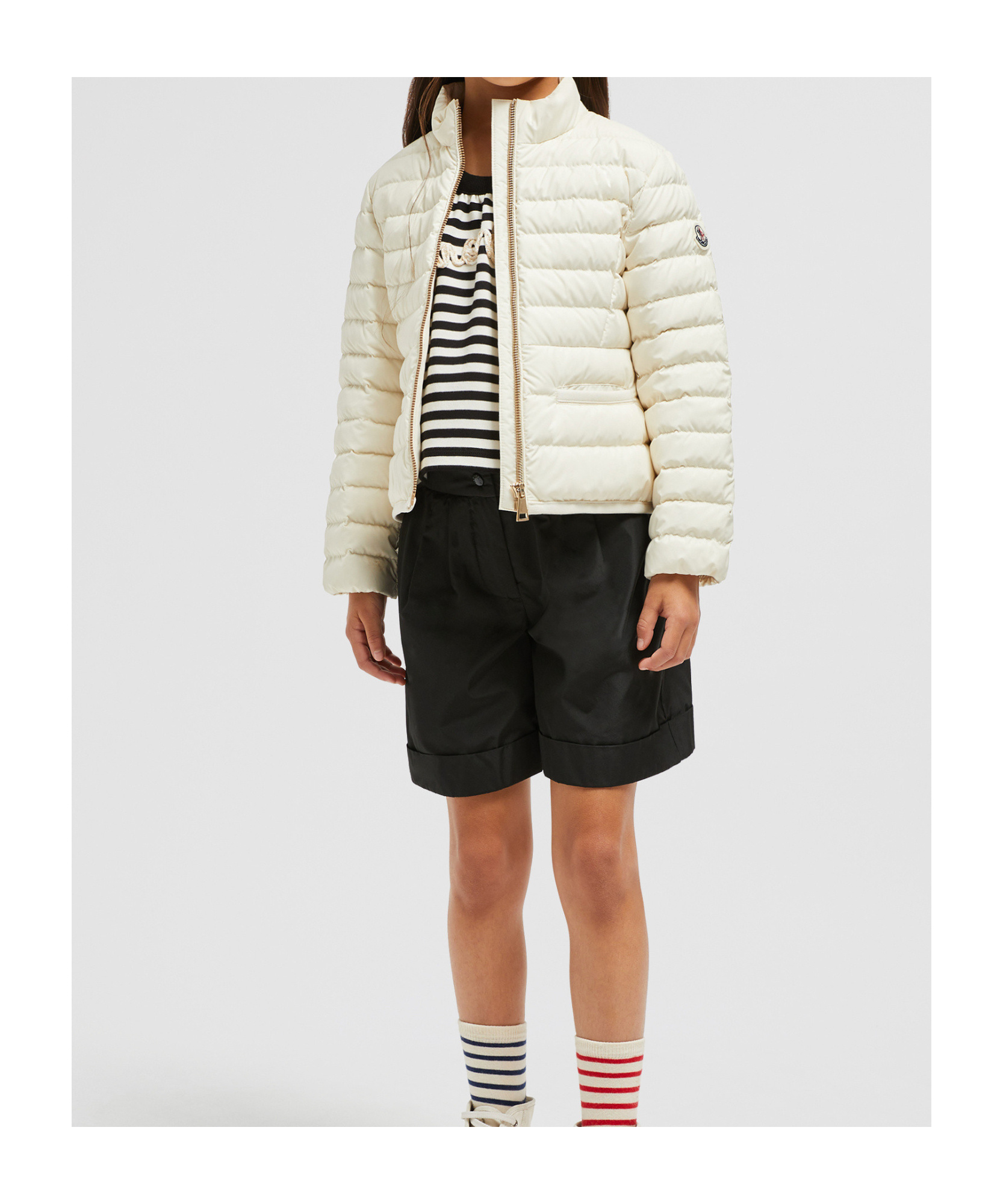 Moncler High-collar Long-sleeved Down Jacket In White