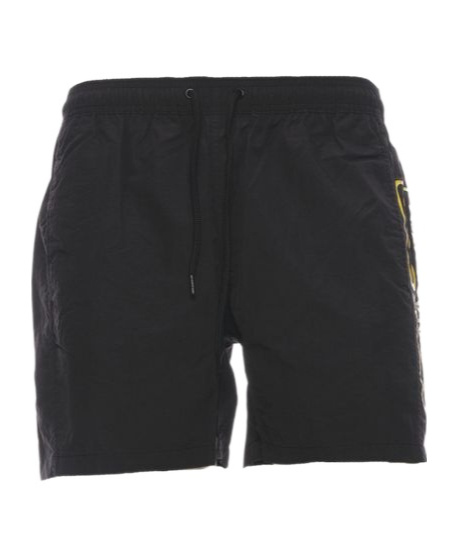 Barbour Logo Printed Drawstring Swim Shorts In Black
