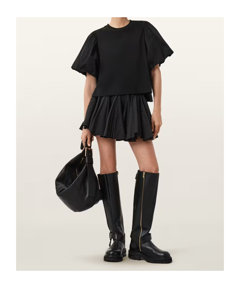 Allsaints Jess Relaxed Voluminous T-shirt In Black