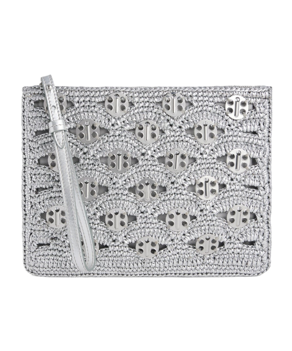 Rabanne Pouch In Lurex Raffia In Silver