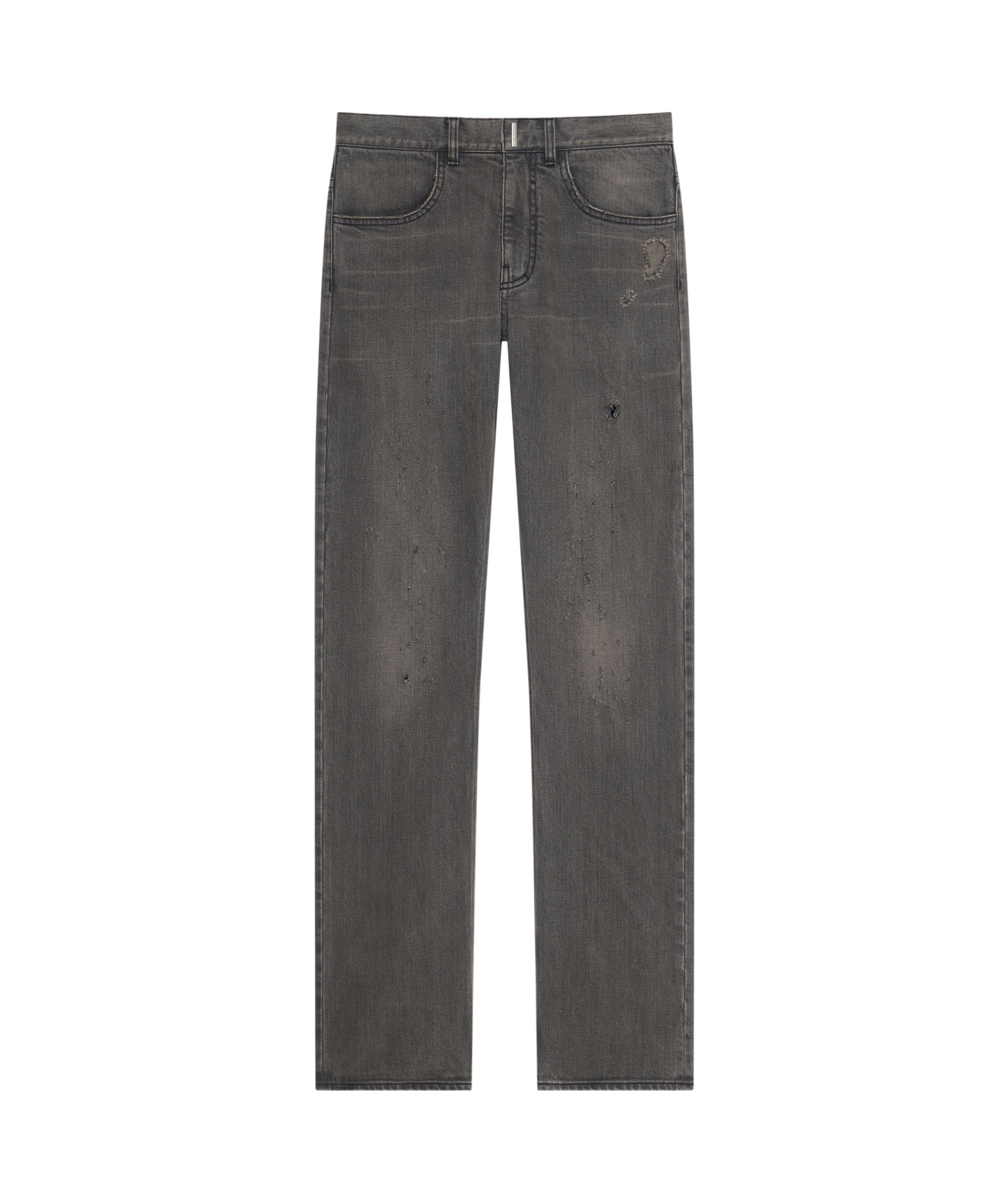 Givenchy Logo-plaque Distressed Straight Jeans In Black